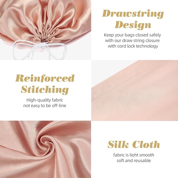 12 Pack Dust Bags for Handbags Travel Storage Pouch Silk Cloth Bag | Drawstring Large Storage Pouch for Handbag Purse Shoes Boots, Pink 23.6x19.6 Inch