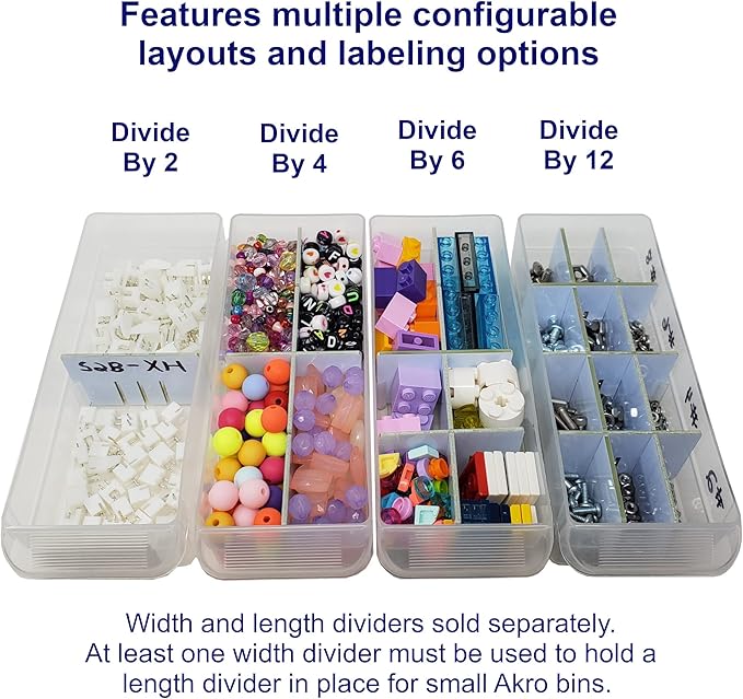 (6-Pack) Small Drawer Configurable Length Dividers compatible with Akro-Mils Plastic Storage Craft Cabinets, (Dividers Only)