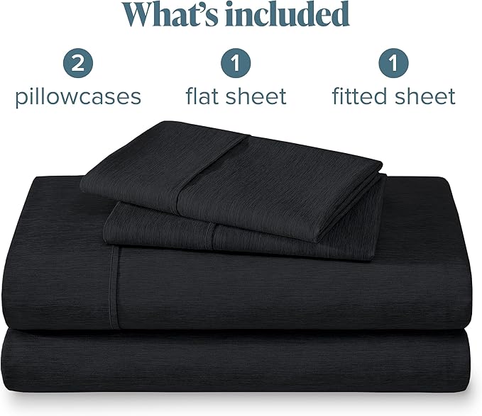 Bare Home King Sheet Set - Luxury 1800 Ultra-Soft Microfiber Double Brushed - Deep Pockets - Easy Fit - 4 Piece Set - Bedding Sheets & Pillowcases (King, Heathered Black)
