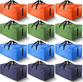HOMESURE 12 Pack Large Strong Moving Bags with Zippers & Carrying Handles - Water-Resistant - Heavy Duty Storage Tote for Space Saving, Fold Flat, Alternative to Moving Box (Multicolored)