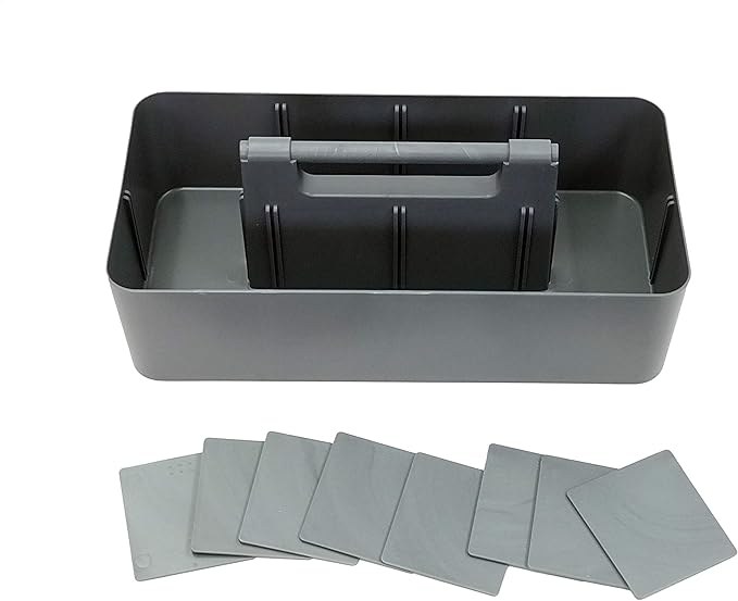 -Bulk Large Portable Caddy DIY Dividers, 8 Compartments, School Office,Portable Basket with Handle Storage Organizer Modern Made in USA (10 PACK, Orion Gray)
