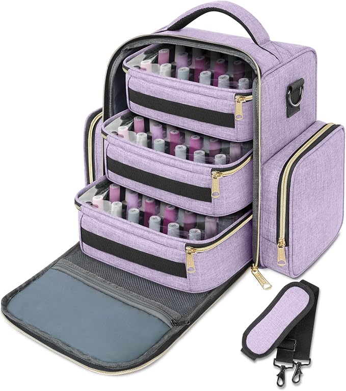 YOREPEK Nail Polish Organizer with 3 Removable Pouches & 72 Slots, Purple | Nail Polish Storage with Multiple Storage Sections for Nail Lamp, Manicure Set, Holds 72 Bottles, Gifts for Manicurist