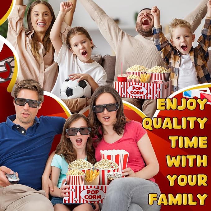Movie Night Supplies Snack Trays with Handles Reusable Wooden Movie Gift Basket for Theater Popcorn Bucket Bowl Box Container Family Room Decor(Striped)