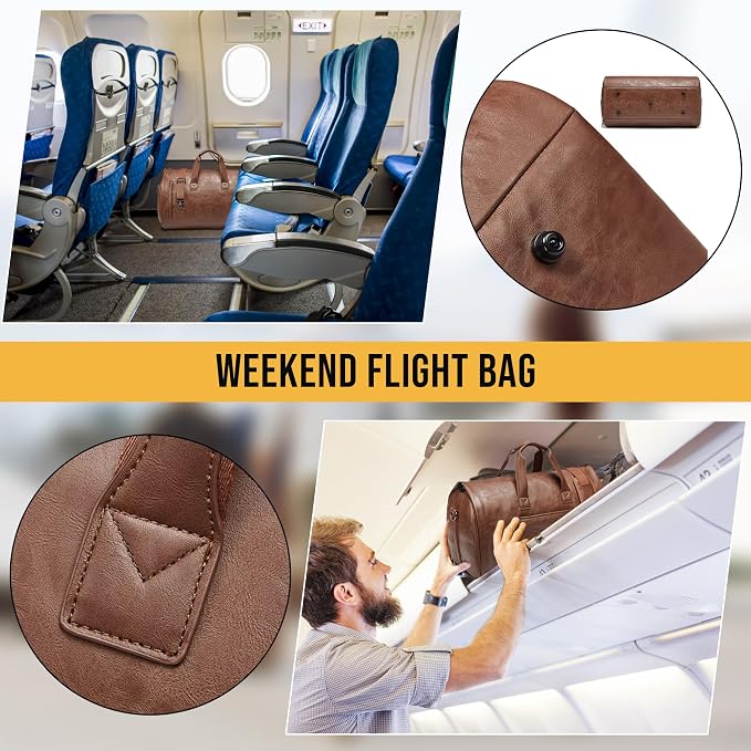 Convertible Garment Bag, Brown | 2-in-1 Hanging Suitcase, Carry on Garment Duffel, Shoulder Strap, Shoe Compartment, Men's Women's Travel