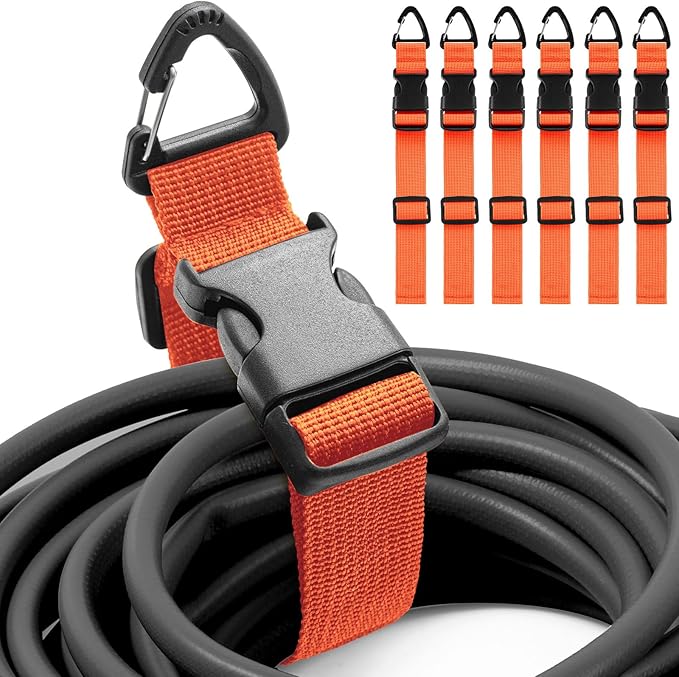 6 Pack 17 Inch Adjustable Extension Cord Holder Organizer with Triangle Clips for Garage Organization and Storage Heavy Duty Extension Cord Hanger for Men Workshop (Orange)