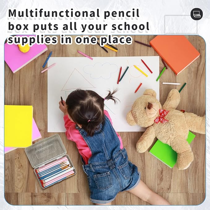 Blulu 10 Pack Large Plastic Pencil Case Box Clear Pencil Boxes Bulk Hard Crayon Box Storage with Snap Lids 8.1 x 4.7 x 2.2 Inch Painting Organizer Classroom Stationery School Supplies (Clear)