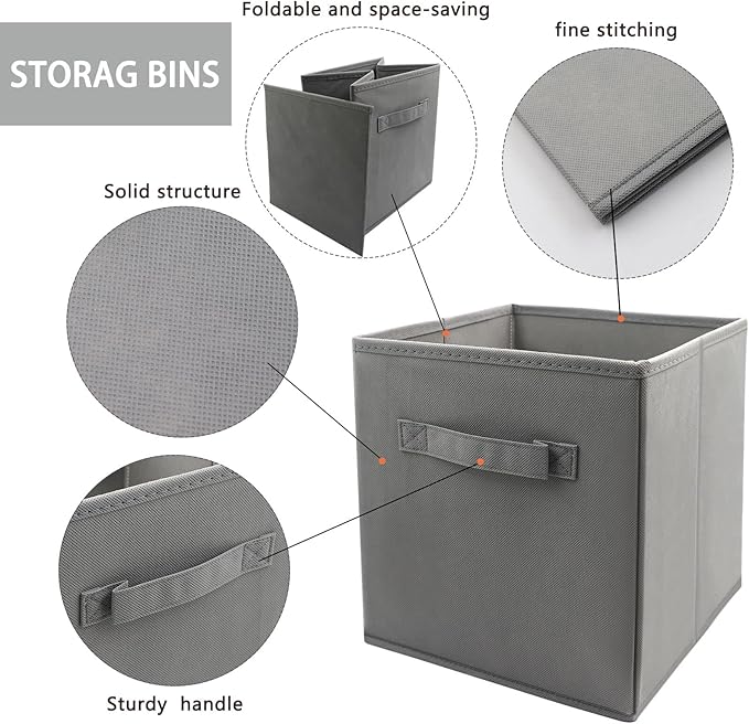 EBIGIC Mini Size 1-Pack Cube Storage Bins 9.0"x7.5"x7.5" Fabirc Foldable Closet Toy Organizer Collapsible Cloth Gray