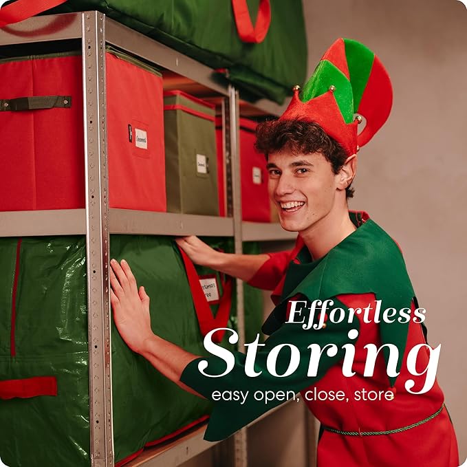 Christmas Tree Storage Bag - Stores 7.5 Foot Artificial Xmas Holiday Tree, Durable Waterproof Material, Zippered Bag, Carry Handles, Protects Against Dust, Insects and Moisture (Green)