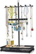Meangood Jewelry Organizer Stand, 15.6" H Jewelry Tree Display Holder Stand for Bracelets Necklaces Earrings Rings, Gift for Women Girls (Black)