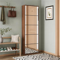 Yechen Mirror Shoe Cabinet with 5 Flip Drawers, Shoe Rack Storage Organizer, Entryway Shoe Cabinet for Front Door, Hallway (1 Piece, Walnut)