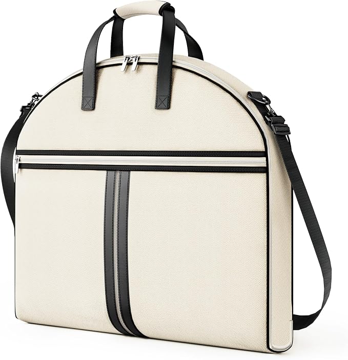 MISSLO Carry on Garment Bags for Travel for Women 56" Foldable Dress Bag with Large Pockets Bag Suit Luggage Garment Bag with Shoulder Strap for Business, Wedding, Hanging Clothes, Black