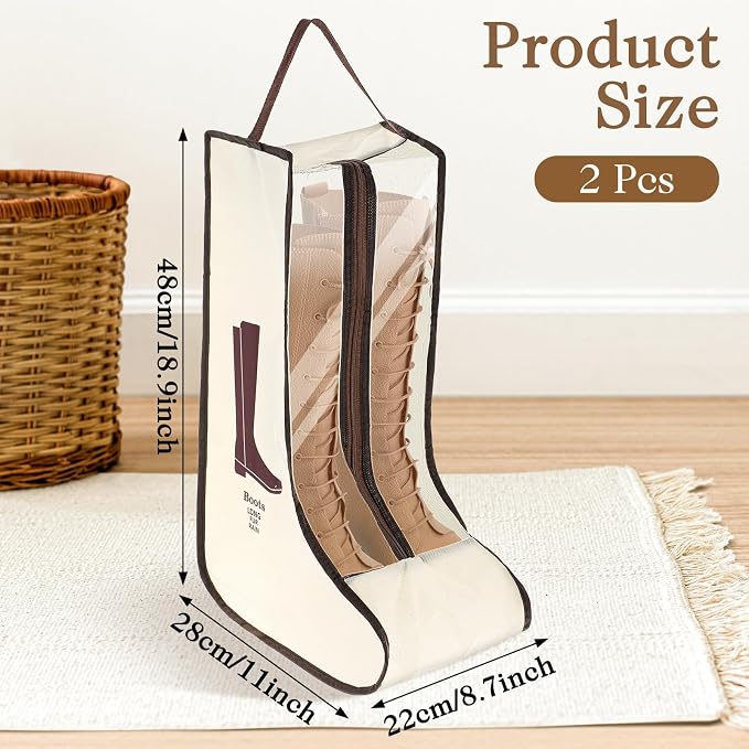 2 Set Boot Storage Bag, Portable Boots Protector Bag | Dust Proof Travel Shoe Bags with Handle Boots Organizer for Packing Travel and Daily Use(Tall)