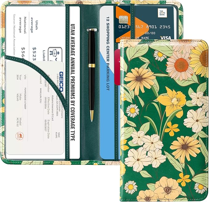 CoBak Car Registration and Insurance Holder | Vehicle Glove Box Organizer, Auto Truck Compartment Document Case with Magnetic Closure for Insurance & Driver License