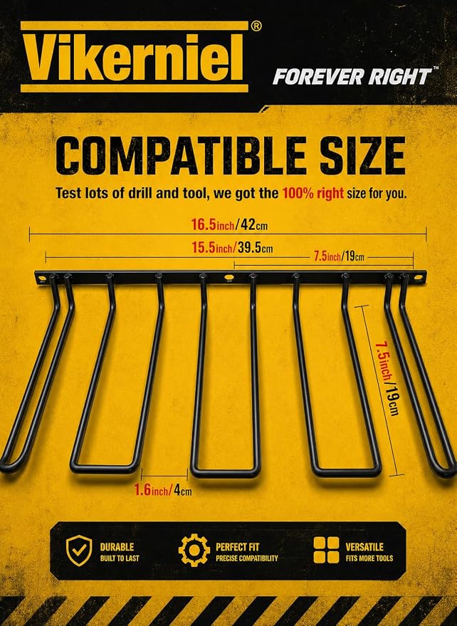 Drill Holder, Power Tool Organizer, Wall Mount 4 Cordless Metal Shelf Holder, Utility Storage Rack for Dewalt Cordless Tools for father day gifts