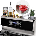Mount Walker 30" Upgrade Stainless Steel Stove Top Shelf, Magnetic Shelf for Kitchen, Over The Stove Spice Rack Organizer, Back of Oven Rack with Border All Around, Silver