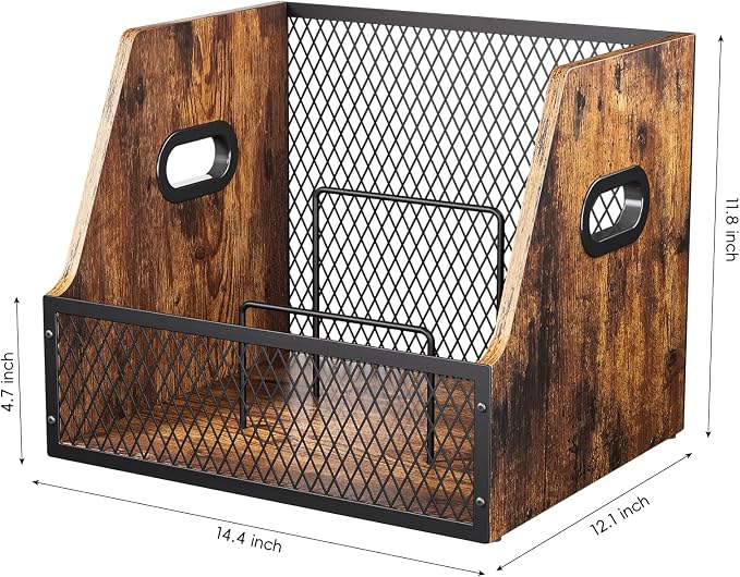 Vinyl Record Storage,Wooden Crate ‌Vinyl Holder with Dividers for Albums & Magazine Rack Organizer for 60+ Records Case Box for 7/10/12 inch