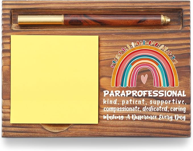 Paraprofessional Appreciation Gift Sticky Note Holder, Thank You Encouragement Desk Accessory for Teacher Coworker, Paraprofessional Week Office Desk Item TZP177