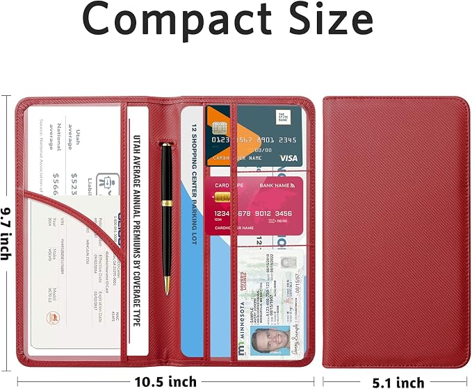 CoBak Car Registration and Insurance Holder | Vehicle Glove Box Organizer, Auto Truck Compartment Document Case with Magnetic Closure for Insurance & Driver License