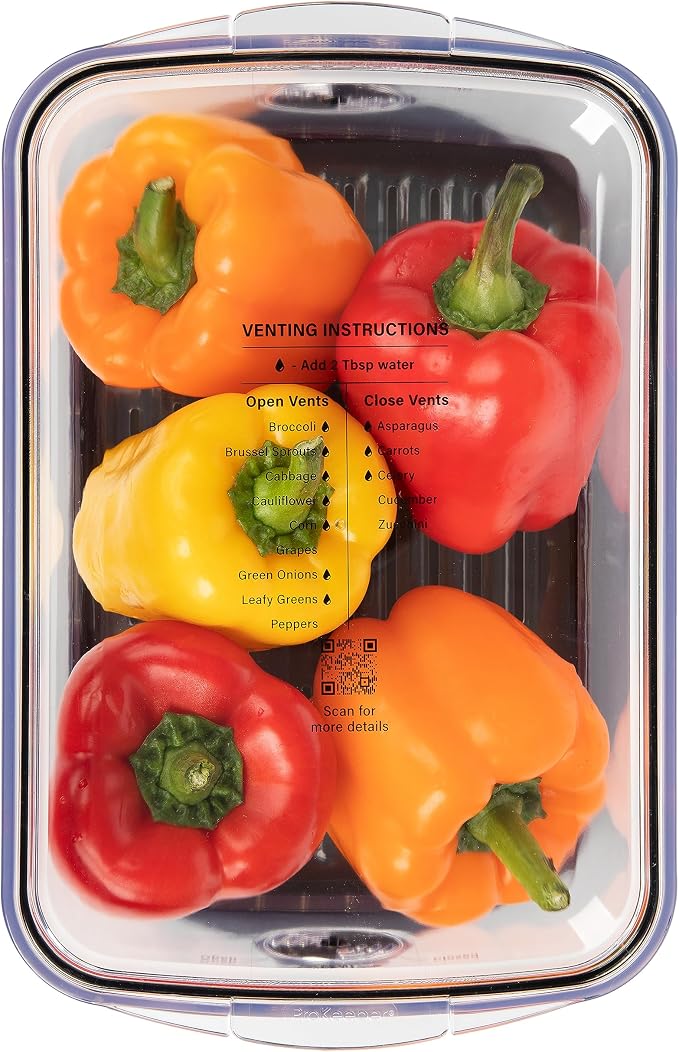 ProKeeper+ by Progressive Stackable Produce ProKeeper Storage Container with Stay-Fresh Vent System (PKS-902 (5.7 qt Large Produce))