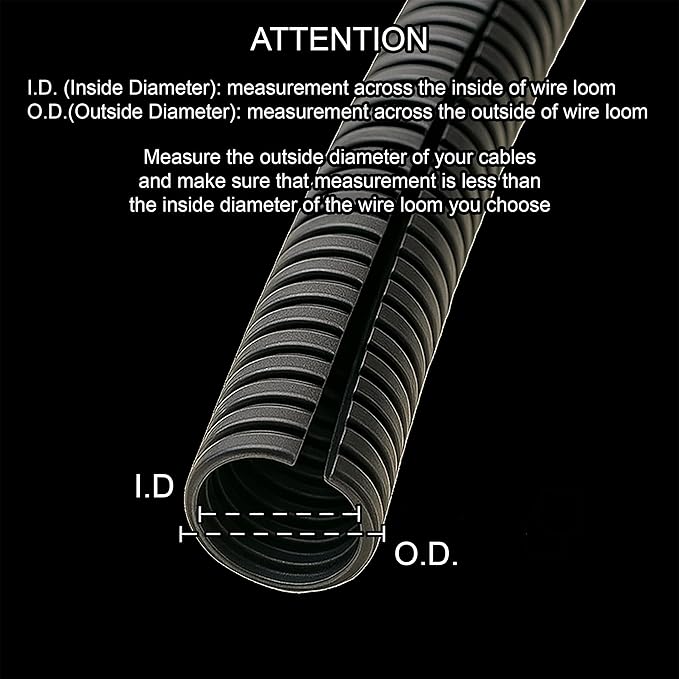 Electriduct Split Wire Loom Tubing Polyethylene Corrugated Flexible Conduit - 3/4" Nominal Size - 50 Feet - White