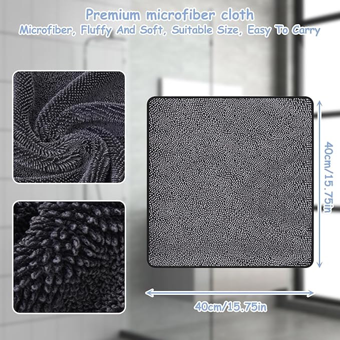 Shiny Wipes Shower Cleaning Cloths, 2pcs Shiny Drying Towel, Super Absorbent Microfiber Bath Towels, Fast Drying Shower Towels, Microfiber Towels for Cars (2pack, 15.74 * 15.74 INCH)