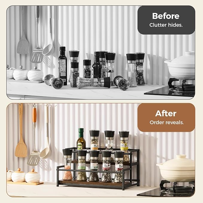 Coffee Syrup Rack Organizer, 2 Tier 10 Bottles Holder Stand for Bar | Coffee Syrup Liquor Bottle Display Shelf Bar Shelf Stand Countertop Rack for Syrup, Wine, Spice