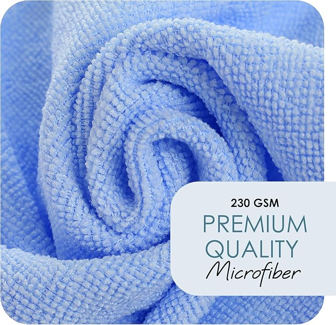 Hearth & Harbor Microfiber Cleaning Cloth, Microfiber Towels for Cars 24 Pack Washcloths, Blue Cleaning Rags, Reusable Microfiber Towel, Microfiber Cloth Rags for Cleaning, Lint Free Cloth