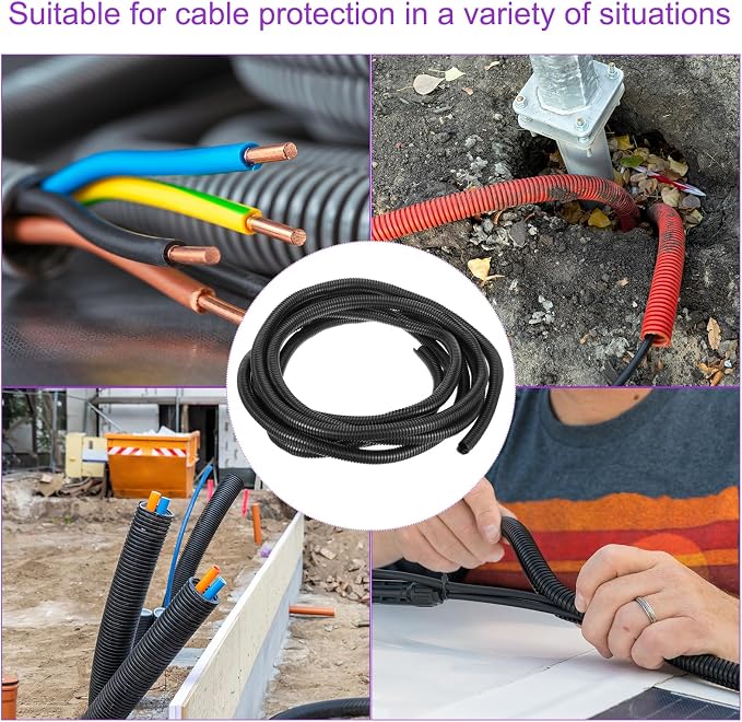 DMiotech 25ft Wire Loom Split Tubing 3/4 Inch(19 Mm) ID, Cord Protectors from Pet Flexible Conduit Cable Management for Office, Home, Garden, Black