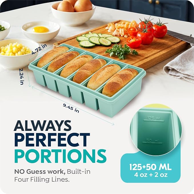 Silicone Freezer Trays with Lids, 2 Cup & 1 Cup & 1/2 Cup Soup Freezer Container Molds for Freezer - Leakproof, Dishwasher, Oven Safe, Ideal for Frozen Broth, Leftovers & Meal Prep, BPA Free 3 Pack