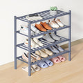 Smiry Bamboo Shoe Rack for Closet, 4 Tier Wooden Shoe Organizer, Stackable Wood Shoe Storage Shelf for Entryway, 14 Vertical Slats, 2+2 Stack Heavy-Duty Legs, 26.77"x11.02"x25.98", Grey
