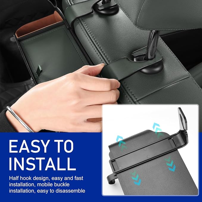 Car Seat Back Storage Box, Multifunctional Cup Holder Tissue Holder Mobile Phone Bracket, Portable Hanging Organizer for Handbags Wallets, for Most Cars Storage Accessories (Black)