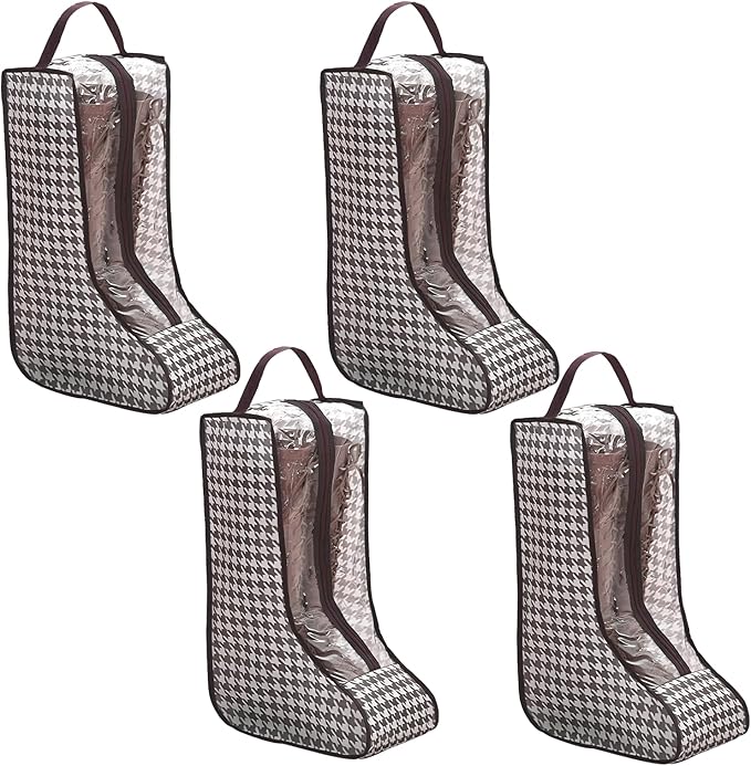 4 Pack Boot Bags for Cowboy Boots Storage Organizer Tall Style, Portable Travel Shoe Bags Protector Box Organizer with Handle for Cowboy Shoes, Dustproof Tote for Packing Travel and Daily Use