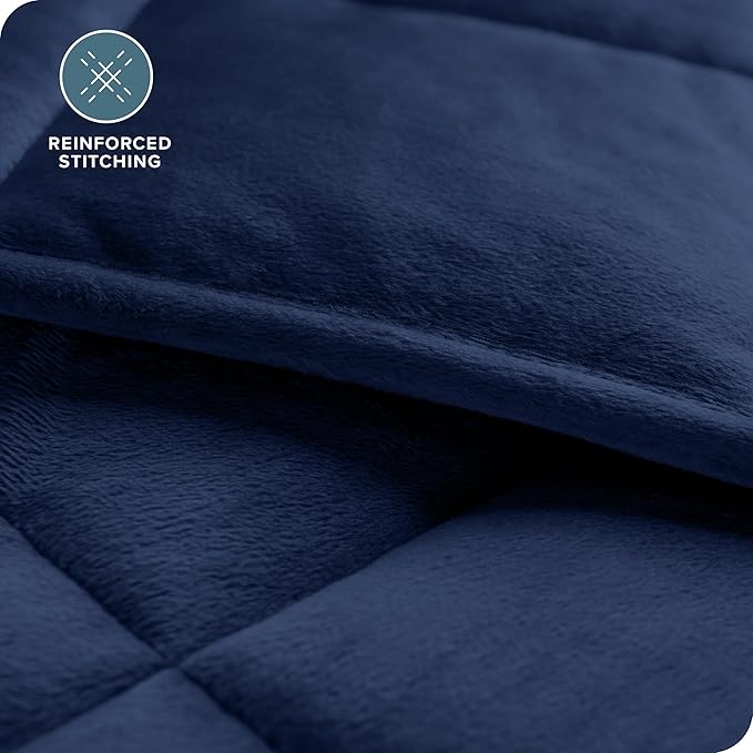 Bare Home Weighted Blanket Queen Size 17lb (60" x 80") for Adults - Minky Fleece - Premium Heavy Blanket Nontoxic Glass Beads (Dark Blue, 60"x80")