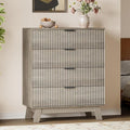 BORNOON 39" Tall Dresser for Bedroom, 4-Drawer Fluted Chest of Drawers, Modern Wood Highboy with Deep Storage, Metal Slides & Handles, Anti-Tip Kit, Vertical Clothes Organizer for Apartment, Nursery