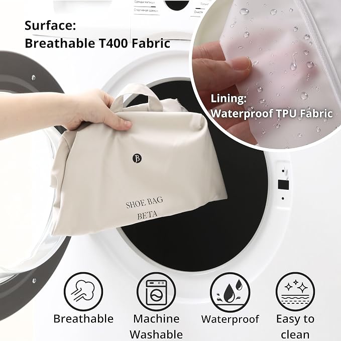 tianzong Shoe Bags for Travel, Waterproof Shoe Storage Organizer with Zipper for Men and Women (1 Pack, Grey)