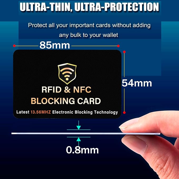 SaiTech IT 2 Pack RFID Blocking Card for Credit Debit ID Card, Black | Slim Anti-Theft Contactless NFC RFID Blocker Protector, Easily Fit into Wallet and Purse, for Men & Women
