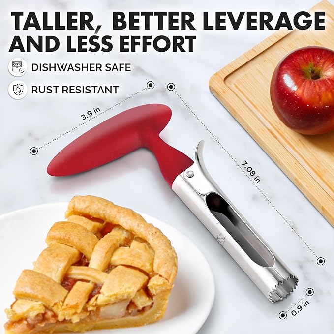 Zulay Kitchen Ultra Sharp Apple Corer Tool - Stainless Steel, Sharp & Serrated Blade Cores in Seconds - Easy to Use & Clean, Durable Apple Core Remover for Apples & Small Fruits - 2 Pack Black & Red