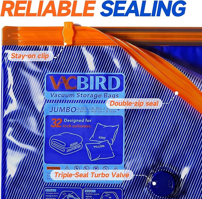 Vacbird Vacuum Storage Bags with Rechargeable Cordless Pump,9 Pack 3 Size Compression Packing Cubes Seal Bags, Space Saver for Clothes and Clothing Blankets Organization Space Saving