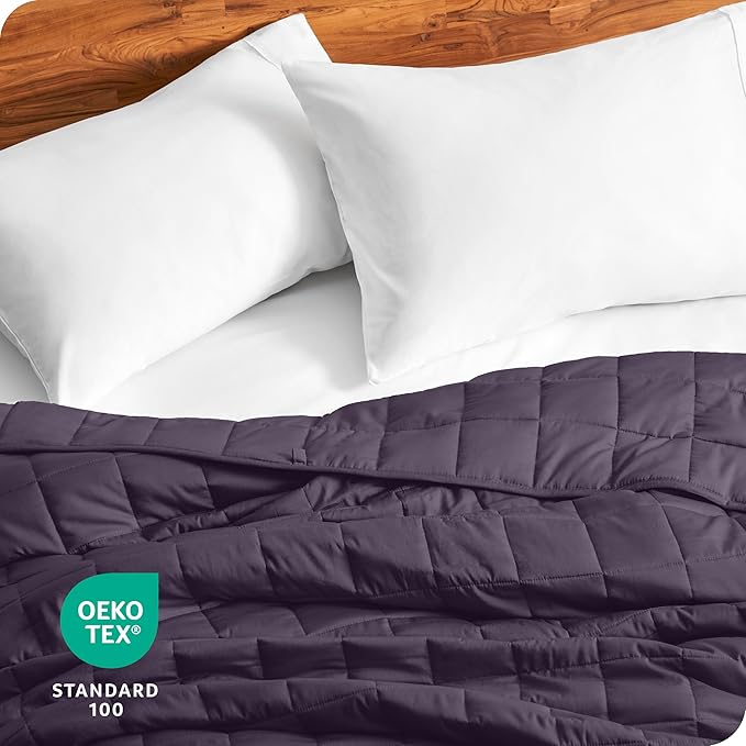 Bare Home Weighted Blanket Twin or Full Size 10lb (40" x 60") - All-Natural 100% Cotton - Premium Heavy Blanket Nontoxic Glass Beads (Eggplant, 40"x60")