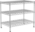 3-Tier Wire Shelf Rack,Kitchen Metal 3-Shelves Rack with Lockable Wheels | 24" Dx14 Wx22 H,Height Adjustable Wire Shelving Unit and Storage for Living Room,Laundry,Office,Pantry,Studio