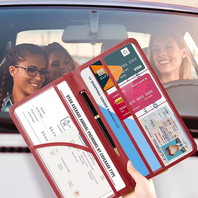 CoBak Car Registration and Insurance Holder | Vehicle Glove Box Organizer, Auto Truck Compartment Document Case with Magnetic Closure for Insurance & Driver License