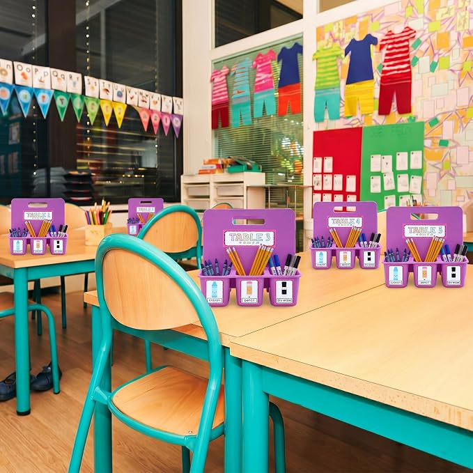 20pcs Teacher Toolbox Labels Classroom Caddy Labels Decoration Self-Adhesive Caddy Toolbox Sticker Crayon Pencil Dry Erase Organizer Pen Holder Tag for Preschool Back to School Table Decor(Colorful)