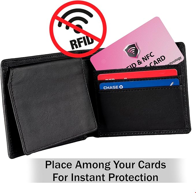SaiTech IT 5 Pack RFID Blocking Card for Credit Debit ID Card, Pink | Slim Anti-Theft Contactless NFC RFID Blocker Protector, Easily Fit into Wallet and Purse, for Men & Women