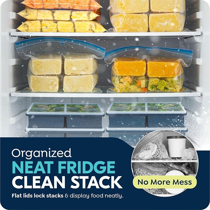 Silicone Freezer Molds for Soup with Lid, 2-Cup Silicone Soup Freezer Molds, Meal Prep & Food Storage, Great for storing soups and other dishes, Dishwasher, Oven Safe
