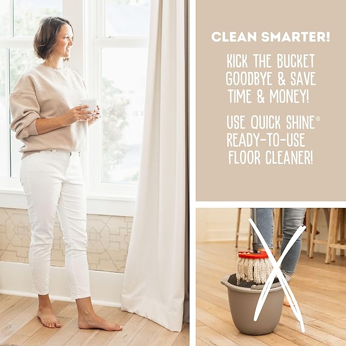 Quick Shine Multi Surface Floor Cleaner 27oz, 6Pk | Ready to Use-Streak Free- No Rinse | Use on Hardwood, Laminate, Luxury Vinyl Plank & Stone | Use in Spray Mops & Vac Mops | Safer Choice Cleaner