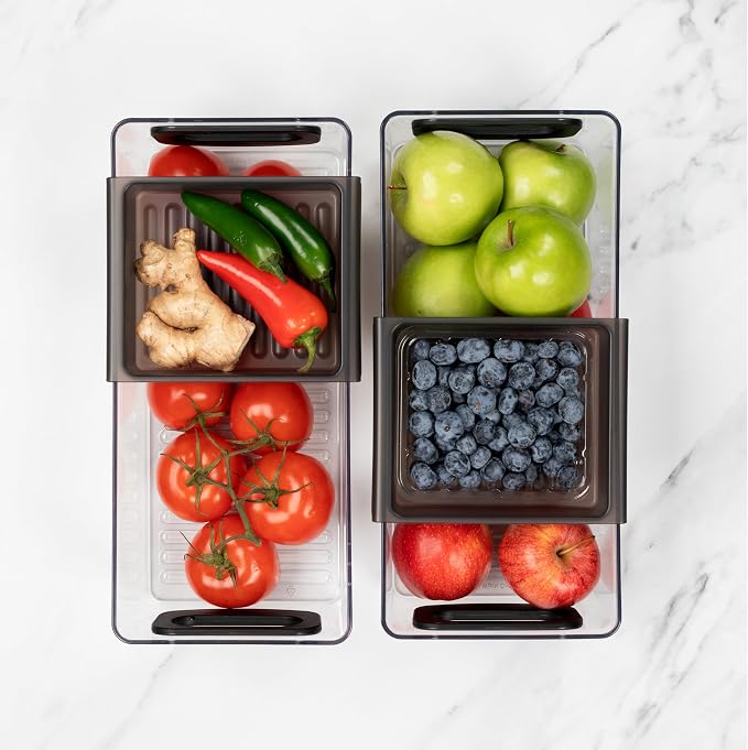 Progressive ProKeeper+ Pantry & Refrigerator Storage Containers – Modular Bins and Organizers (Crisper Drawer Bin, 5.9"L x 12.6"W x 4.5"H)