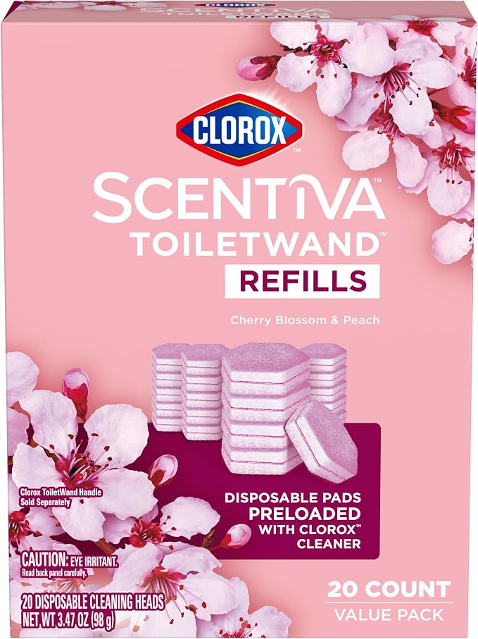Clorox Scentiva ToiletWand Refills, Value Pack, Cherry Blossom and Peach, 20 Count