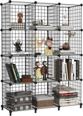 AWTATOS Wire 12 Cube Storage Organizer, Closet Storage Shelves Stackable | Metal Cube Storage Bookshelf, DIY Portable Closet Clothes Organizer, Wire Shelving for Bedroom, Home, Office Black