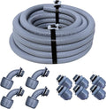 Sealproof 1/2-Inch Non-Metallic Liquid-Tight Conduit and Connector Kit, 100 Foot Made in USA Flexible Electrical Conduit Type B with 6 Straight and 4 90-Degree Conduit Connector Fittings, 0.5" Dia