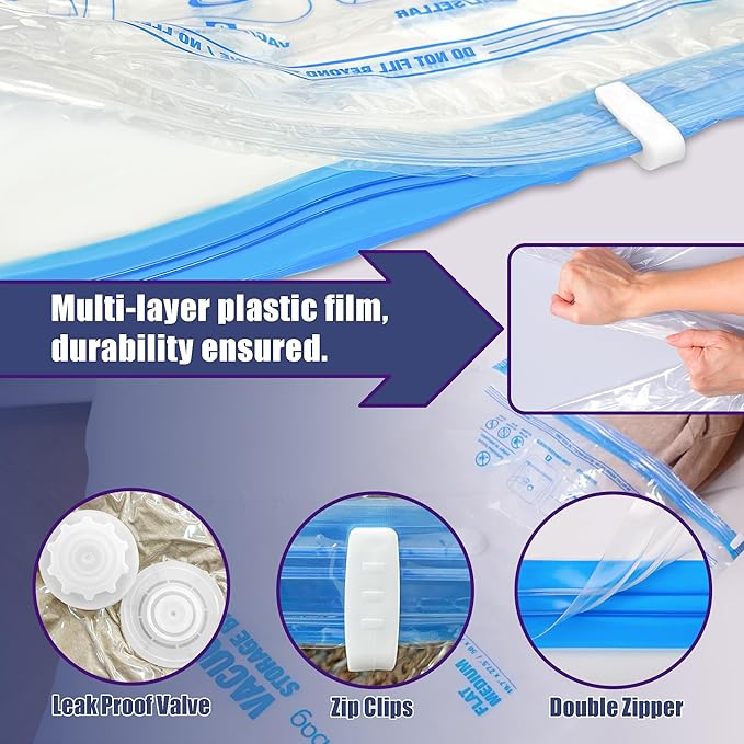 Travel Vacuum Bags with Electric Pump, Vacuum Travel Bags for Luggage and Suitcase, Clothes Clothing, Medium 10 Pack